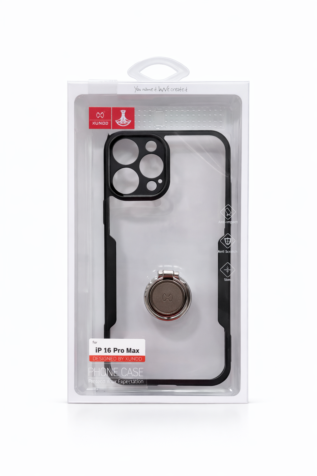 Coque Transparente XUNDO avec Bague 360° – Support Rotatif & Protection Totale iPhone 16 Pro