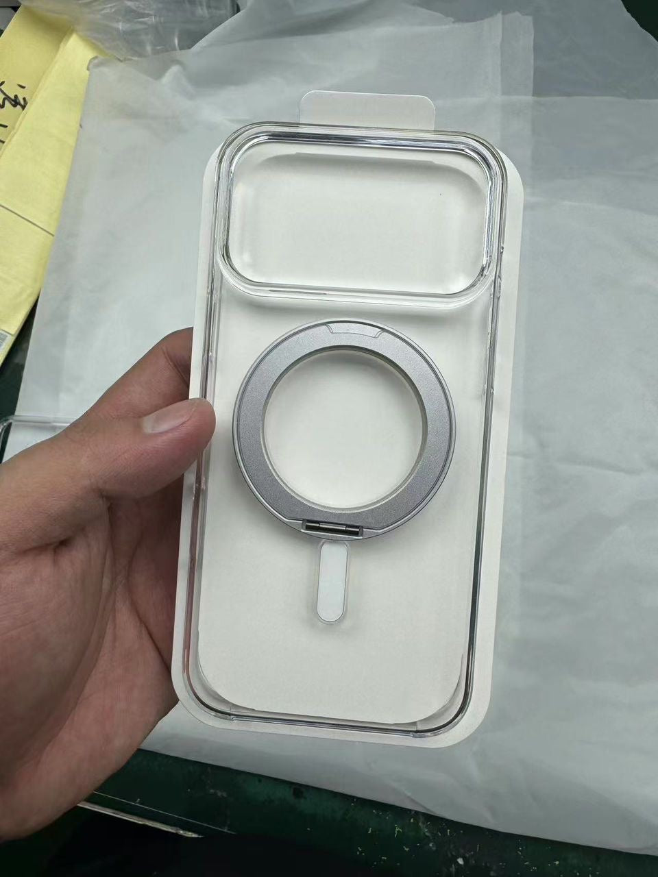 Coque Transparente MagSafe 360° – Anneau Métallique Rotatif