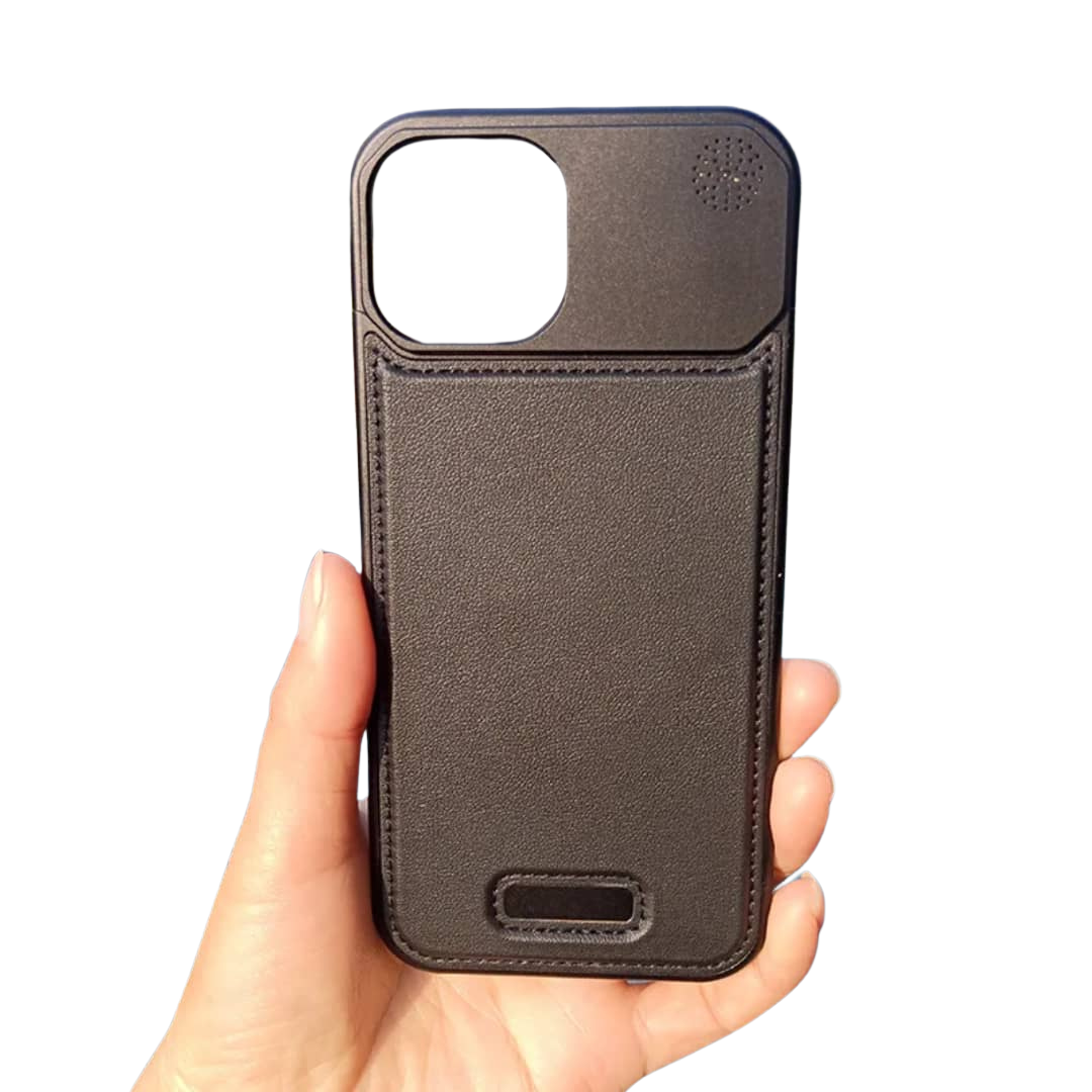 Étui en Cuir & Aluminium Démontable – Compatible iPhone (13 à 16 Pro Max)
