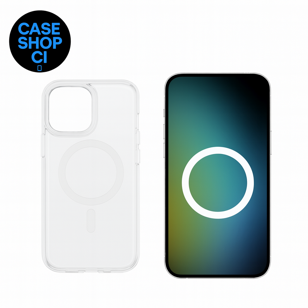 Coque Transparente MagSafe Originale – iPhone 12 à iPhone 17 (Tous modèles)