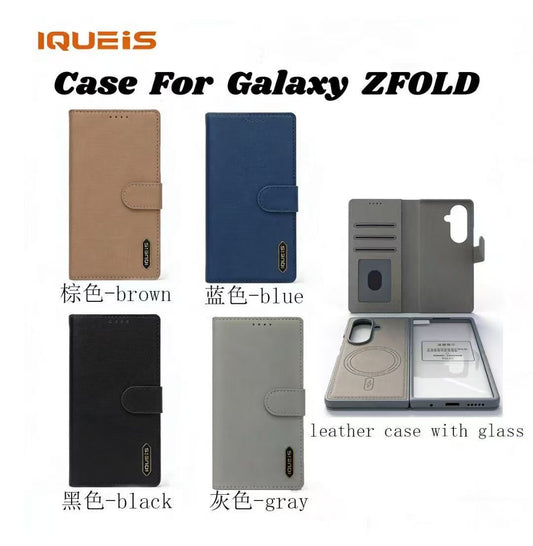 Coque Samsung Z Fold 5 / 6 / 7 Tissu Premium MagSafe avec Clapet Portefeuille Amovible