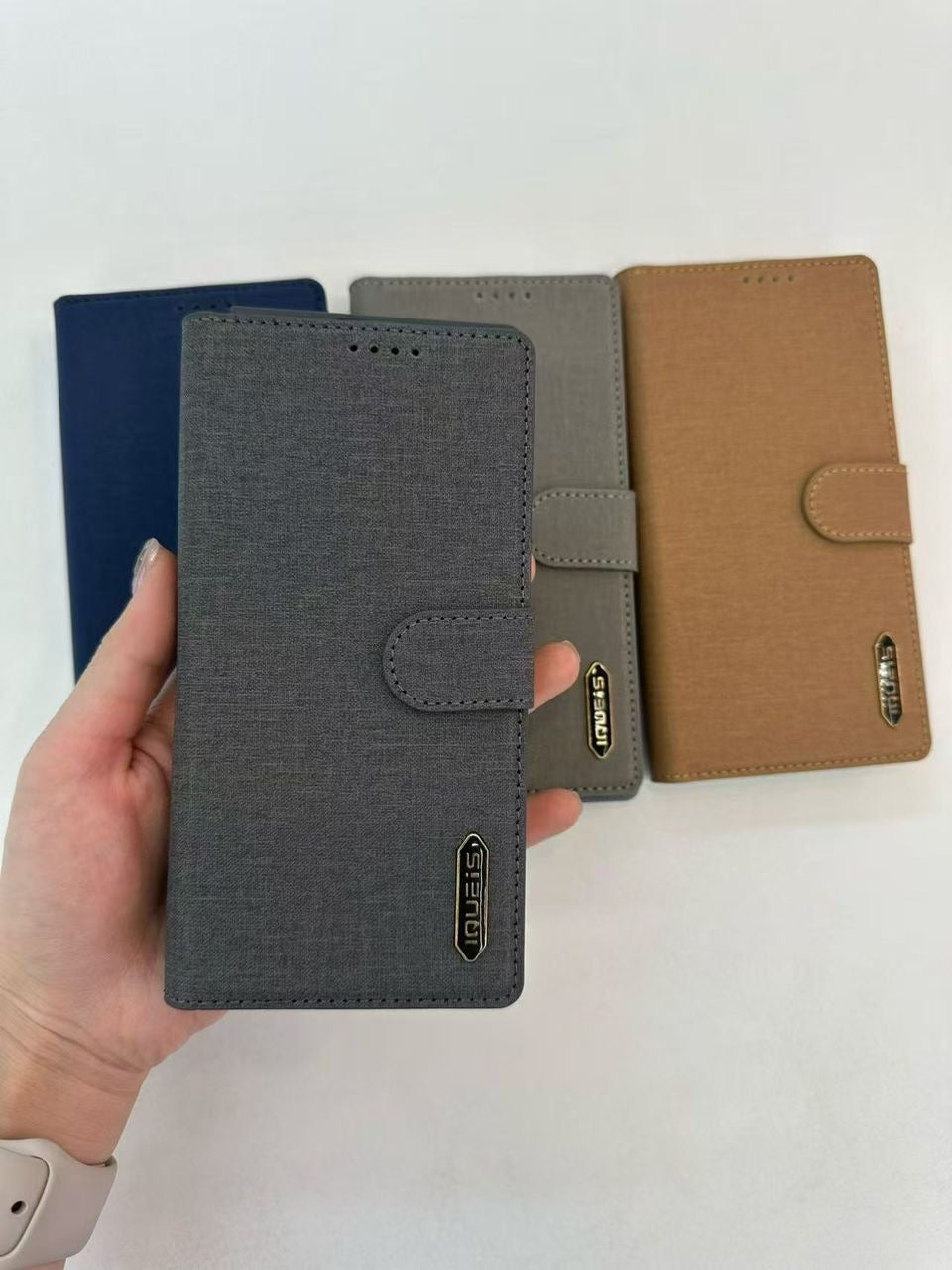 Coque Samsung Z Fold 5 / 6 / 7 Tissu Premium MagSafe avec Clapet Portefeuille Amovible