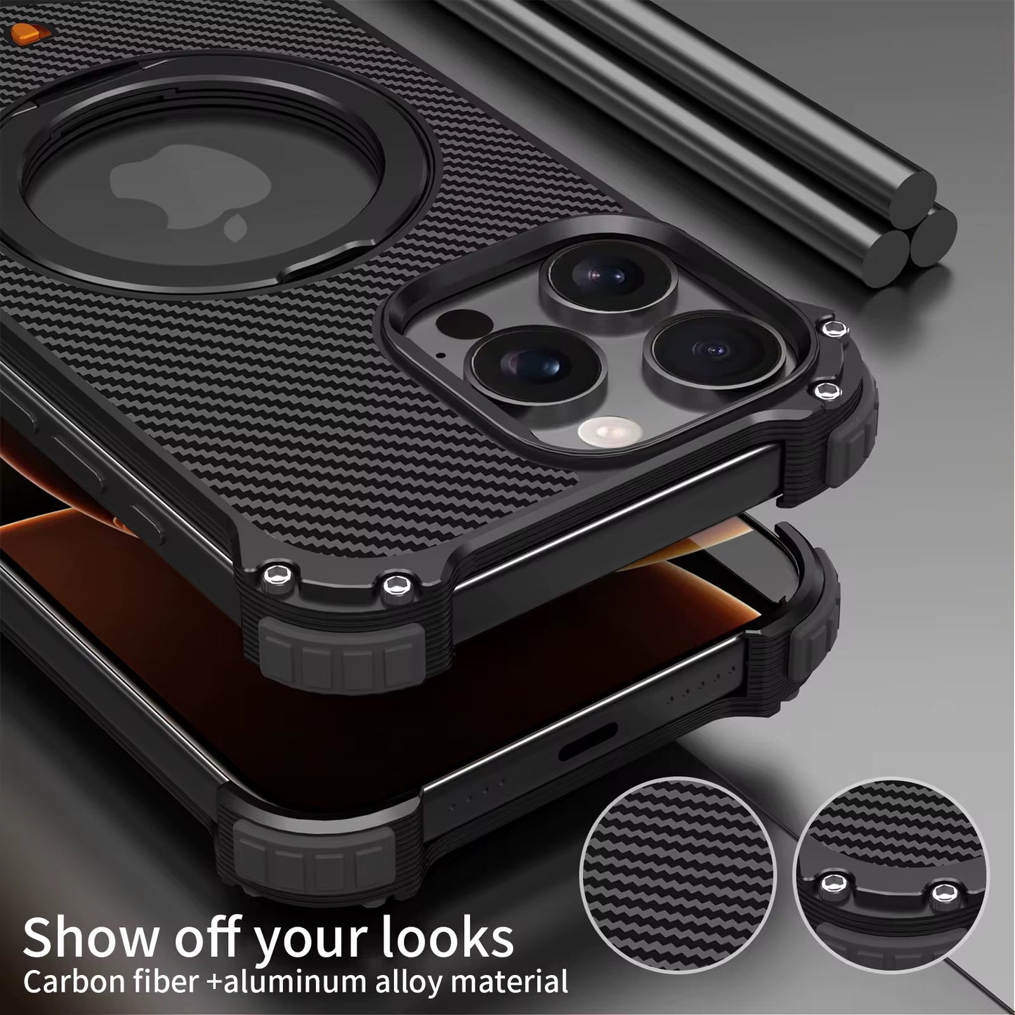 Coque Carbone & Aluminium MagSafe 360 iPhone (16 Pro Max)