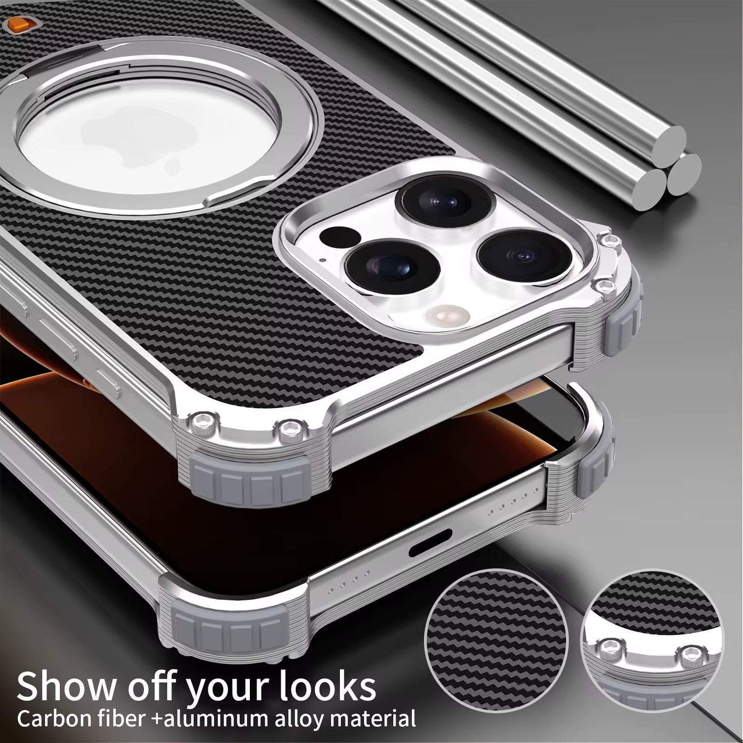 Coque Carbone & Aluminium MagSafe 360 iPhone (16 Pro Max)