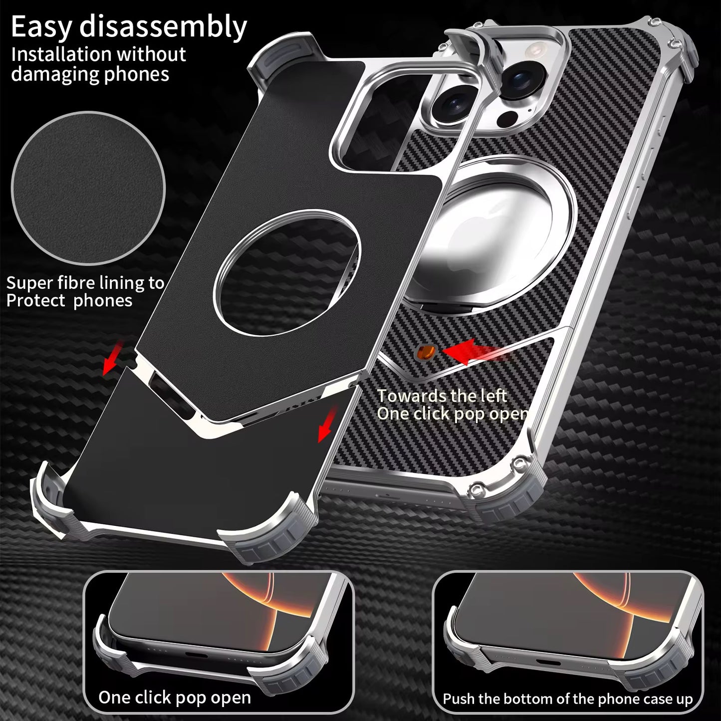 Coque Carbone & Aluminium MagSafe 360 iPhone (16 Pro Max)