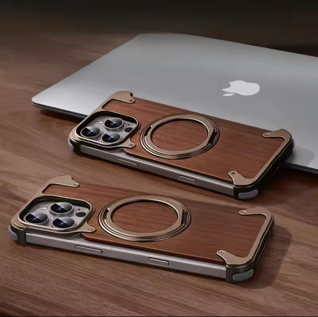 ✨ Étui Bois & Aluminium – MagSafe 360° – Ultra Premium