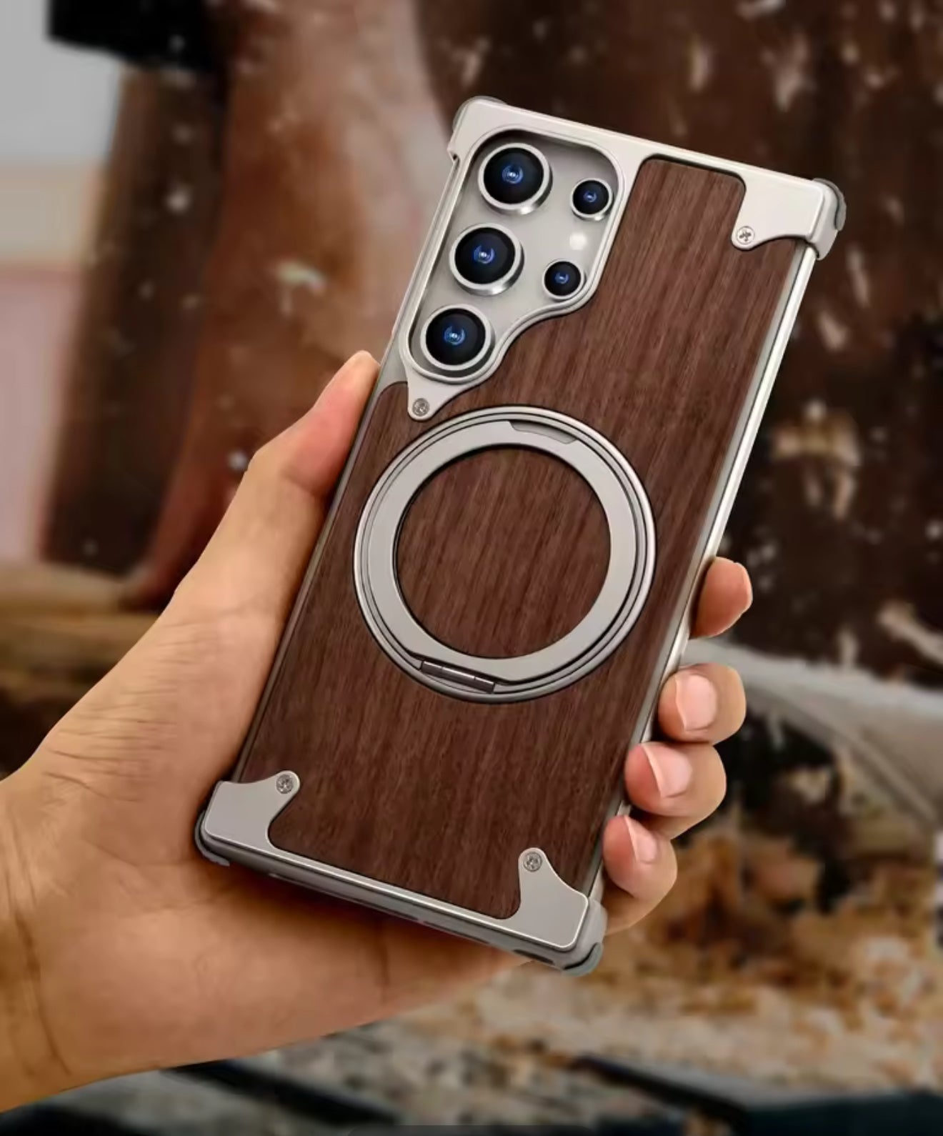 Coque Bois Naturel & Aluminium – MagSafe 360° Ultra Premium (Samsung S24 / S25 Ultra)