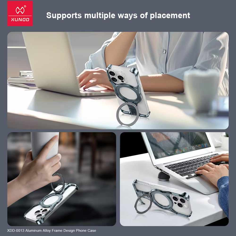 Coque iPhone Aluminium MagSafe 360° avec Support Intégré