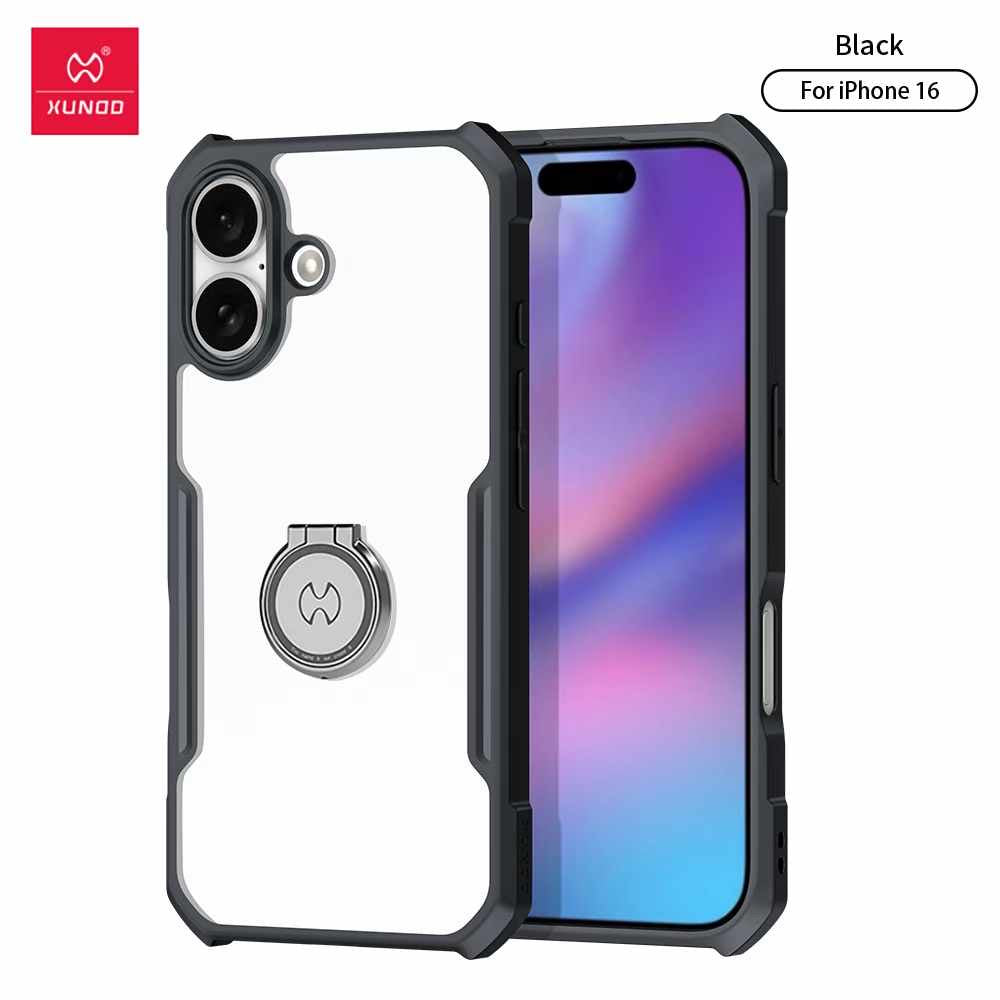 Coque Transparente XUNDO avec Bague 360° – Support Rotatif & Protection Totale iPhone 16