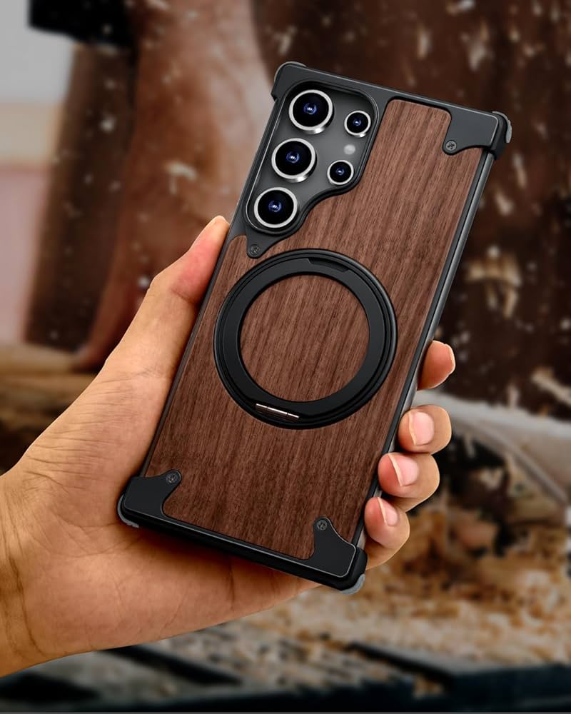 Coque Bois Naturel & Aluminium – MagSafe 360° Ultra Premium (Samsung S24 / S25 Ultra)