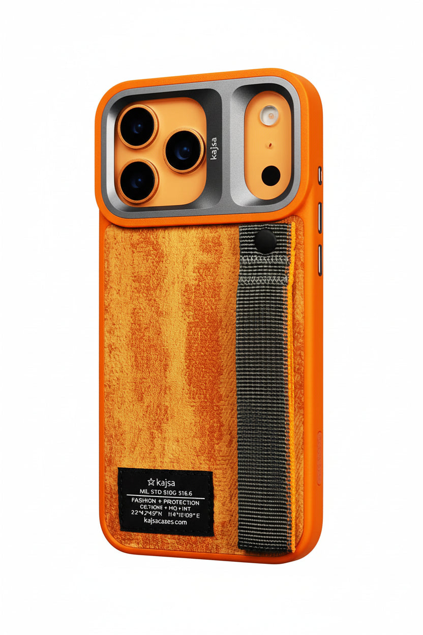 Étui iPhone Kajsa Tissu Premium avec Sangle – Protection Élégante & Design Outdoor