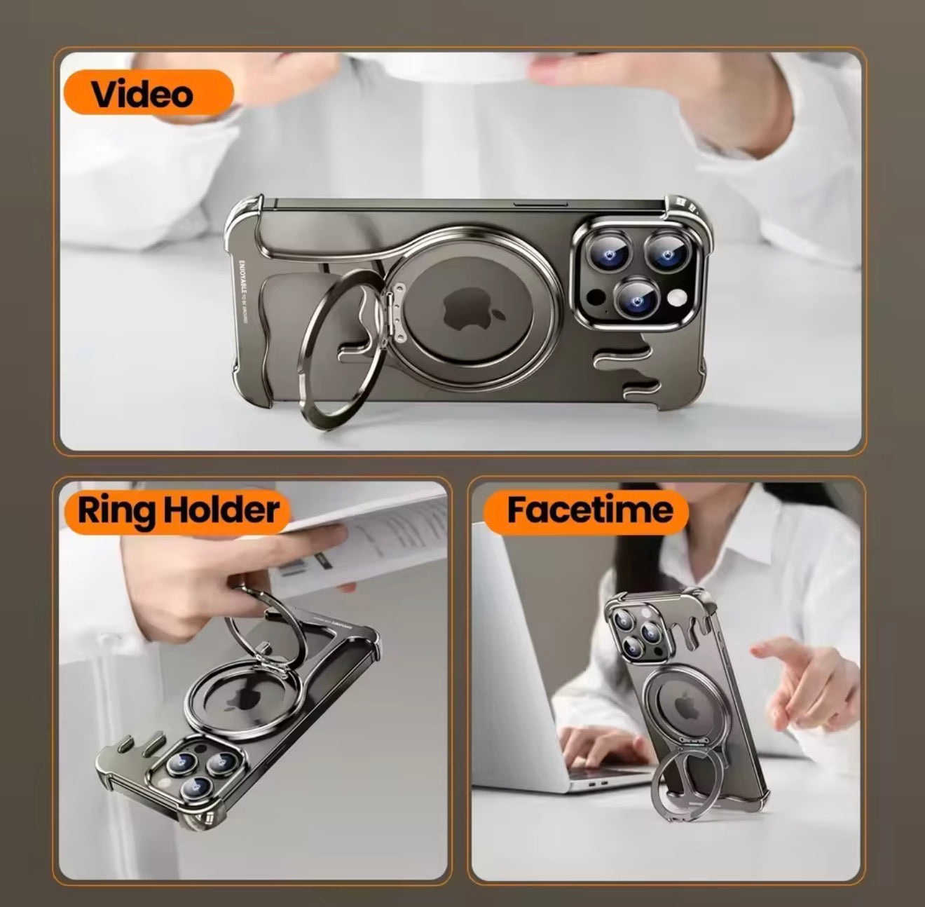 Coque Aluminium MagSafe 360° (Support Rotatif)
