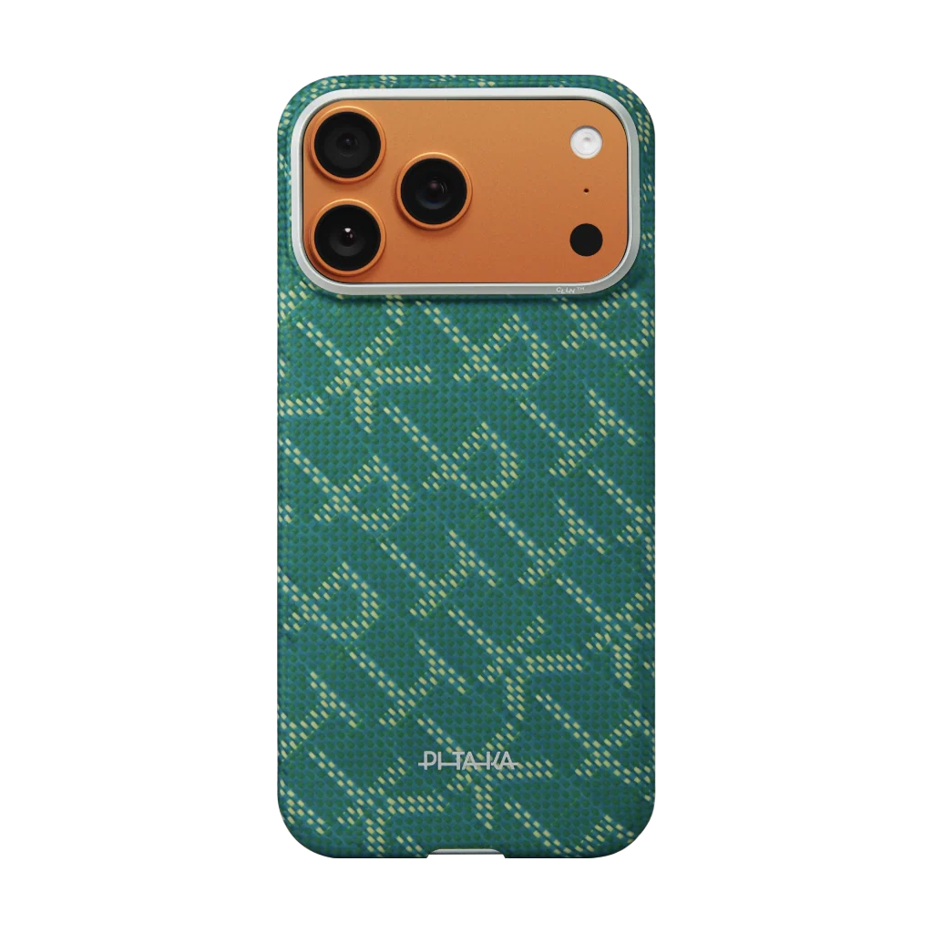 Coque PITAKA Carbone MagSafe iPhone 17 Pro Max – Vert Gold Premium