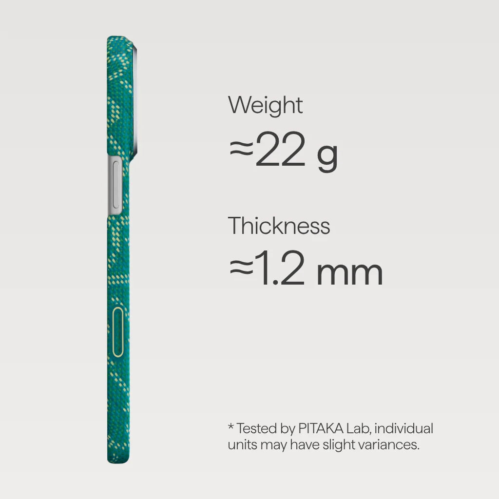 Coque PITAKA Carbone MagSafe iPhone 17 Pro Max – Vert Gold Premium