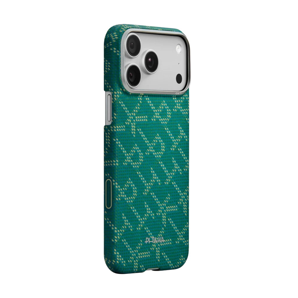 Coque PITAKA Carbone MagSafe iPhone 17 Pro Max – Vert Gold Premium
