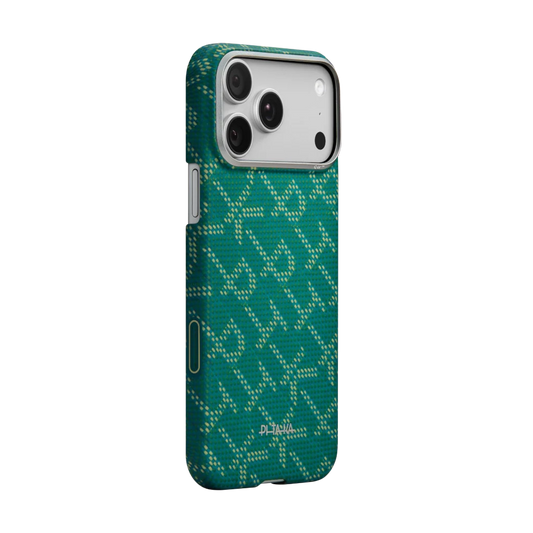 Coque PITAKA Carbone MagSafe iPhone 17 Pro Max – Vert Gold Premium