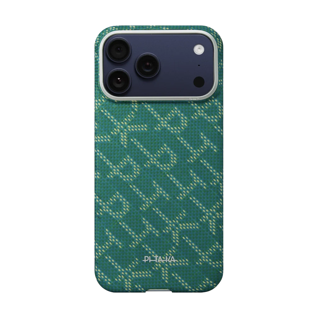 Coque PITAKA Carbone MagSafe iPhone 17 Pro Max – Vert Gold Premium