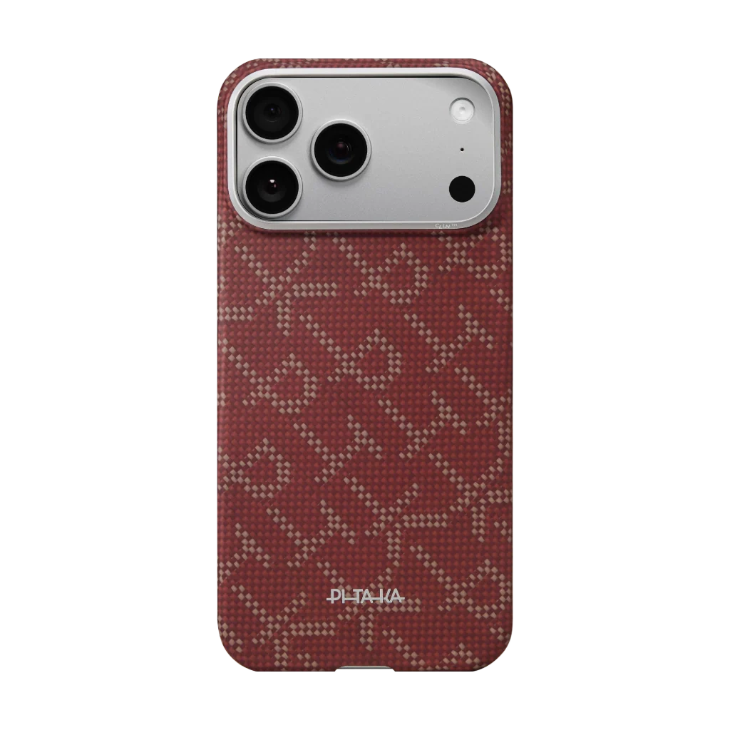 Coque PITAKA Carbone MagSafe iPhone 17 Pro Max – Rouge Premium