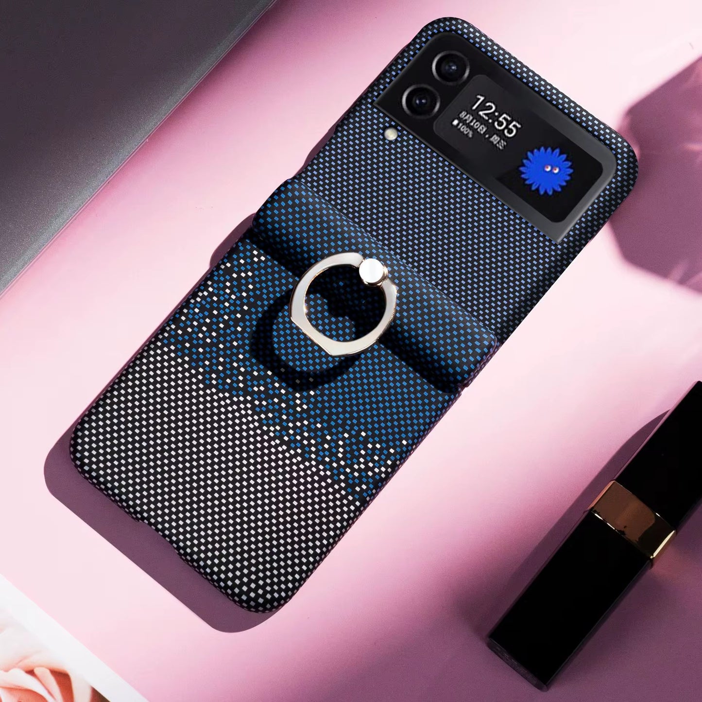 Étui Carbone Samsung Galaxy Z Flip 3 avec Anneau Support