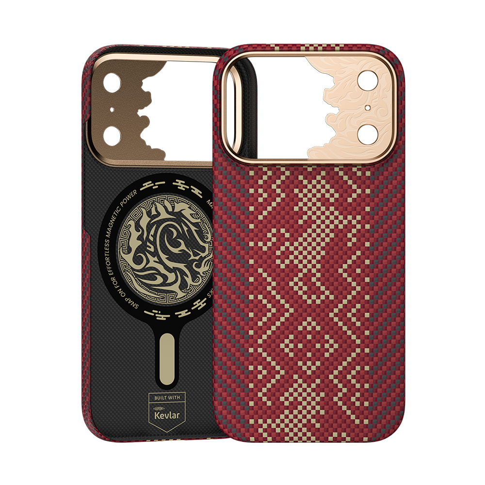 Coque BENKS Kevlar MagSafe – Édition Rouge Dragon pour iPhone 17 Pro Max