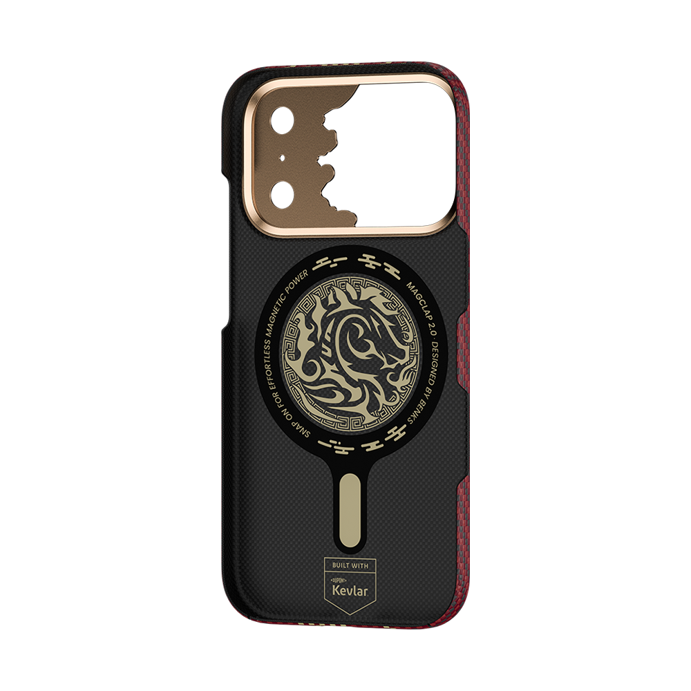 Coque BENKS Kevlar MagSafe – Édition Rouge Dragon pour iPhone 17 Pro Max