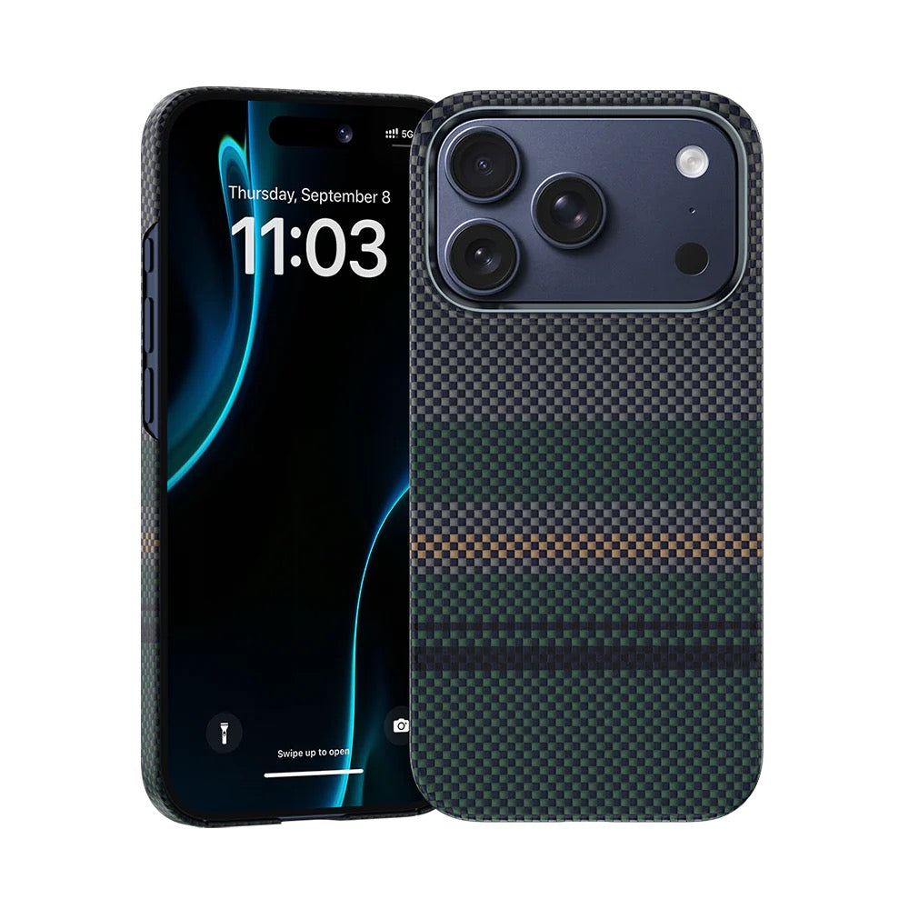 Coque Benks Aurora Kevlar MagSafe – iPhone 17 Pro / 17 Pro Max (Green/Blue Weave)