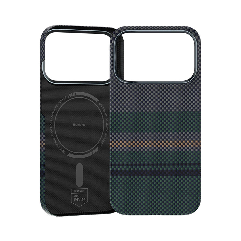 Coque Benks Aurora Kevlar MagSafe – iPhone 17 Pro / 17 Pro Max (Green/Blue Weave)